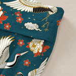 Buddha Stones Cotton Linen Crane Blossom Pattern Women's Elastic Waist Wide Leg Pants With Pockets