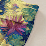 Buddha Stones Cotton Linen Celestial Floral Cat Lotus Pattern Women's Elastic Waist Wide Leg Pants With Pockets