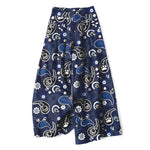 Buddha Stones Cotton Linen Vintage Paisley Floral Pattern Women's Elastic Waist Wide Leg Pants With Pockets