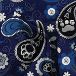 Buddha Stones Cotton Linen Vintage Paisley Floral Pattern Women's Elastic Waist Wide Leg Pants With Pockets