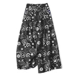 Buddha Stones Cotton Linen Vintage Paisley Floral Pattern Women's Elastic Waist Wide Leg Pants With Pockets