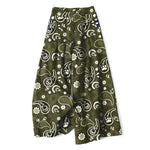 Buddha Stones Cotton Linen Vintage Paisley Floral Pattern Women's Elastic Waist Wide Leg Pants With Pockets