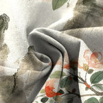 Buddha Stones Cotton Linen Vintage Floral Pattern Women's Elastic Waist Wide Leg Pants With Pockets