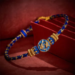 Buddha Stones Hand-Woven String Double Golden Koi Fish Strength Rope Bracelet