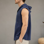 Buddha Stones Summer Casual Minimalist Button-Up Drawstring Solid Tank Top Men's Sleeveless Shirts
