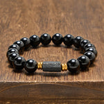 FREE Today: Protection and Transformation Black Obsidian Black Tourmaline Minimalist Round Bead Bracelet