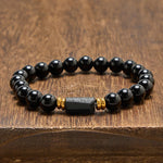 FREE Today: Protection and Transformation Black Obsidian Black Tourmaline Minimalist Round Bead Bracelet
