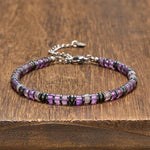 Buddha Stones Natural Lapis Lazuli Amethyst Frosted Stone Protective Bead Bracelet