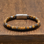Buddha Stones Lapis Lazuli Truth Double Wrap Leather Bracelet