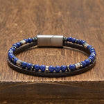 Buddha Stones Lapis Lazuli Truth Double Wrap Leather Bracelet