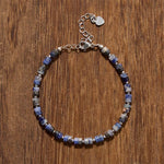 Buddha Stones Amethyst Tiger's Eye Rose Quartz Blue Spot Jasper Black Obsidian Calm Flat Bead Bracelet
