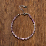FREE Today: Calm and Spiritual Awareness Amethyst Tiger's Eye Rose Quartz Blue Spot Jasper Black Obsidian Flat Bead Bracelet