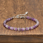 FREE Today: Calm and Spiritual Awareness Amethyst Tiger's Eye Rose Quartz Blue Spot Jasper Black Obsidian Flat Bead Bracelet