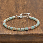 FREE Today: Calm and Spiritual Awareness Amethyst Tiger's Eye Rose Quartz Blue Spot Jasper Black Obsidian Flat Bead Bracelet