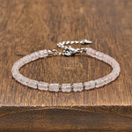 Buddha Stones Amethyst Tiger's Eye Rose Quartz Blue Spot Jasper Black Obsidian Calm Flat Bead Bracelet
