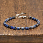 Buddha Stones Amethyst Tiger's Eye Rose Quartz Blue Spot Jasper Black Obsidian Calm Flat Bead Bracelet