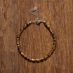 Buddha Stones Amethyst Tiger's Eye Rose Quartz Blue Spot Jasper Black Obsidian Calm Flat Bead Bracelet