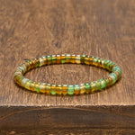Buddha Stones Natural Green Agate Faceted Rondelle Healing Bracelet