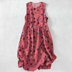 Buddha Stones Summer Casual Playful Geometric Dots Pattern Women's Summer Sleeveless Midi Dress With Pockets
