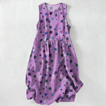 Buddha Stones Summer Casual Playful Geometric Dots Pattern Women's Summer Sleeveless Midi Dress With Pockets