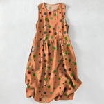 Buddha Stones Summer Casual Playful Geometric Dots Pattern Women's Summer Sleeveless Midi Dress With Pockets