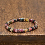 Buddha Stones Multicolor Tourmaline Protection Faceted Tablet Bead Bracelet