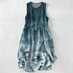 Buddha Stones Summer Casual Ink Bamboo Landscape Pattern Women's Summer Sleeveless Midi Dress With Pockets