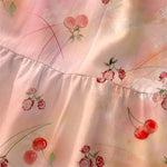 Buddha Stones Summer Casual Sweet Cherry Floral Pattern Women's Summer Sleeveless Midi Dress With Pockets