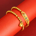 Buddha Stones Copper Peacock Enamel Self Confidence Beaded Charm Bracelet