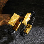 Buddha Stones Braided Leather Pi Xiu Fu Character Wealth Bracelet