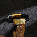 Buddha Stones Braided Leather Pi Xiu Fu Character Wealth Bracelet