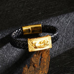 Buddha Stones Braided Leather Pi Xiu Fu Character Wealth Bracelet