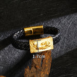 Buddha Stones Braided Leather Pi Xiu Fu Character Wealth Bracelet