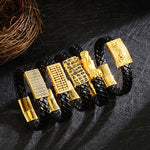 Buddha Stones Braided Leather Pi Xiu Fu Character Wealth Bracelet