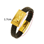 Buddha Stones Braided Leather Pi Xiu Fu Character Wealth Bracelet