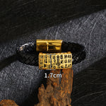 Buddha Stones Braided Leather Pi Xiu Fu Character Wealth Bracelet