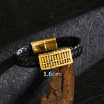 Buddha Stones Braided Leather Pi Xiu Fu Character Wealth Bracelet