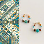 Buddha Stones Turquoise Tiger Eye Pearl Handmade Protection Earrings