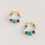 Buddha Stones Turquoise Tiger Eye Pearl Handmade Protection Earrings