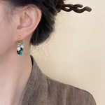 Buddha Stones Turquoise Tiger Eye Pearl Handmade Protection Earrings
