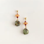 Buddha Stones Unakite Chalcedony Balance Teardrop Drop Earrings