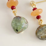 Buddha Stones Unakite Chalcedony Balance Teardrop Drop Earrings