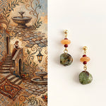 Buddha Stones Unakite Chalcedony Balance Teardrop Drop Earrings