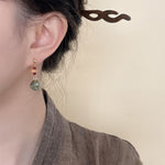 Buddha Stones Unakite Chalcedony Balance Teardrop Drop Earrings