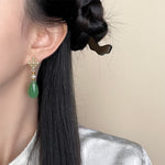 Buddha Stones Pearl Liuli Purity Teardrop Healing Earrings