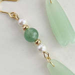 Buddha Stones Green Aventurine Pearl Liuli Teardrop Luck Earrings