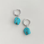 Buddha Stones Handmade Synthetic Turquoise Protection Tibetan Hoop Earrings