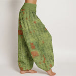 Buddha Stones Pure Cotton Chinese Calligraphy Seal Pattern Women's Elastic Waist Harem Pants