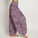 Buddha Stones Pure Cotton Chinese Calligraphy Seal Pattern Women's Elastic Waist Harem Pants