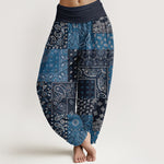 Buddha Stones Pure Cotton Elegant Paisley Pattern Women's Elastic Waist Harem Pants
